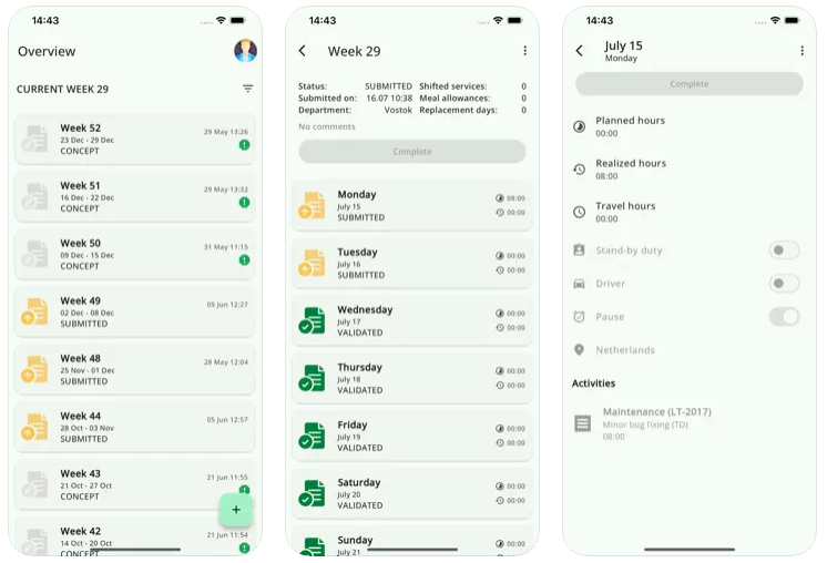 Timesheet Anyware mobile app